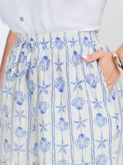 Cotton Floral Print Straight-Leg Pants