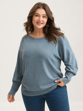 Drop Shoulder Solid Ribbed Pullover