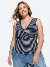 Supersoft Striped Print Fitted V-Neck Tank Top