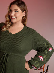 Mushroom Halloween Embroidery A-Line Pullover