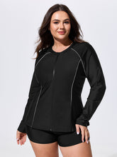 Zipper-Front Fitted Swim Top