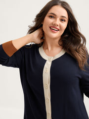 Supersoft Color Contrast Button-Down Knit Cardigan