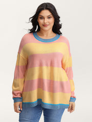 Colorblock Textured Flowy Fit Pullover