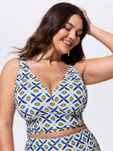 Geometric Print V-Neckline Swim Top