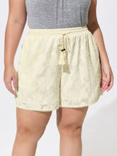 Hollowed-Out Textured Drawstring Shorts