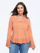 Lightweight Flared Sleeve Ruffle Hem Cardigan