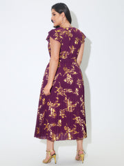 Sequin Side-Tie Pleated Midi Dress