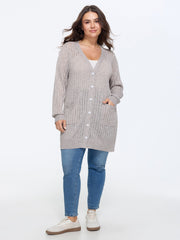 Heather Vertical Openwork Lightweight Long Cardigan