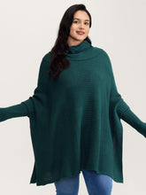 Cape-Style Turtleneck Textured Pullover