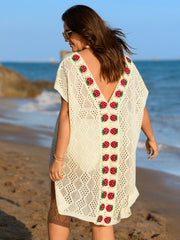 Textured Cut-Out Strawberry Swim Cover-Up