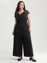 Sheer Lace Sleeve Pockets Jumpsuit