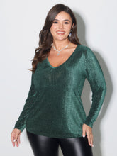 Velvet Knit Jacquard V-Neck Top