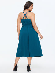 Cowl Neckline Waist-Tie Midi Dress