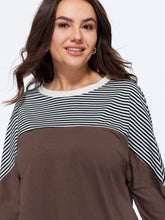 Stretch Crew Neck Color‑Block Stripe T-Shirt