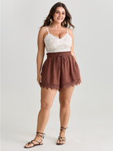 Cotton Lace Hem Drawstring Shorts