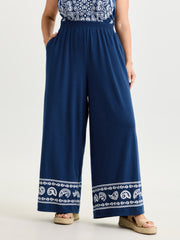 Stretchy Paisley Print Pockets Pants