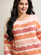 Cloudy Stripes Contrast Balloon Sleeve Pullover