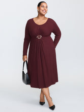 Supersoft Metal Buckle Gathered Waist Midi Dress