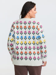 Multicolor Jacquard Pattern Pullover