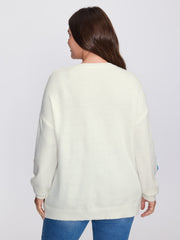 Supersoft Multi-Color Floral Crochet Round Neck Pullover