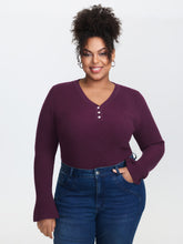 V-Neckline Fitted Flared Sleeve Pullover