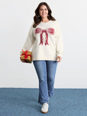 Supersoft Jacquard Bow Hand-Threaded Pullover