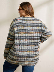 Heather Twist Textured Round Neck Pullover
