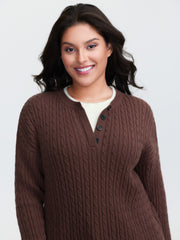 Supersoft Cable Knit Henley Pullover