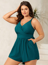 Twist Front Pockets Swim Romper