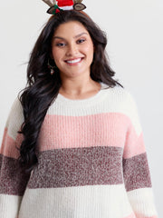 Colorblock Faux Mink Fur Pullover