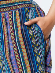 Geometric Striped Drawstring Waist Shorts