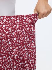 Floral Print Shirred Waist Jogger Pants