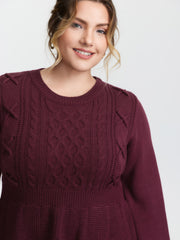 Textured Ruffled Lantern Sleeve Pullover