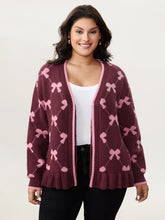 Bow Beautiful Jacquard Front-Tie Knit Cardigan