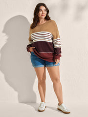 Color Block Striped Contrast Pullover