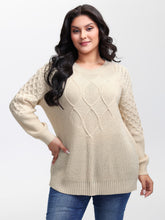 Textured Round Neck Ribbed Pullover
