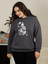 Funny Skeleton Watering Flowers Print Hooded Sweatshirt
