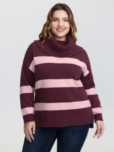 Turtleneck Colorblock Drop Shoulder Pullover
