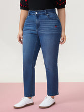 High-Rise Embroidered Straight-Leg Jeans