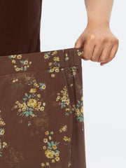Floral Print Petal Wide-Leg Pants