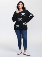 3D Bowknot Jacquard Textured Pullover
