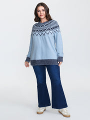 Fair-Isle Yarn Blend Textured Pullover