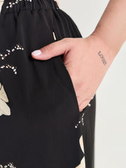 Floral Print Stretchy Waist Wide-Leg Pants