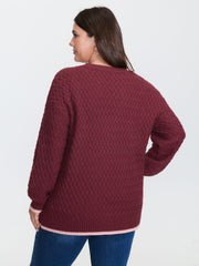 Crisscross Textured Color Contrast Pullover