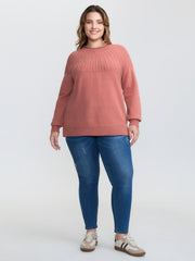 Supersoft Textured Ribbed Hem Drop Shoulder Pullover