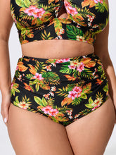 Vibrant Tropical Print High-Waisted Swim Bottoms