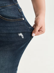 Stretchy Back Elastic Waistband Denim Shorts