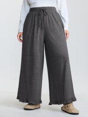 Supersoft Drawstring Waist Ruffled Hem Pants