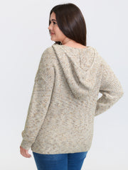 Heather Hooded Pocket Ribbed Hem Pullover