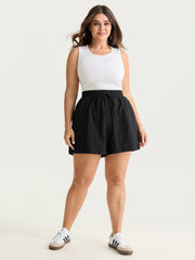 Striped Texture Drawstring Waist Shorts